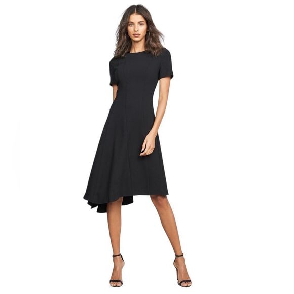 Black Halo Olcay Structured Asymmetrical A-Line Dress Knee Length‎ Black Sz 4 - Picture 1 of 14